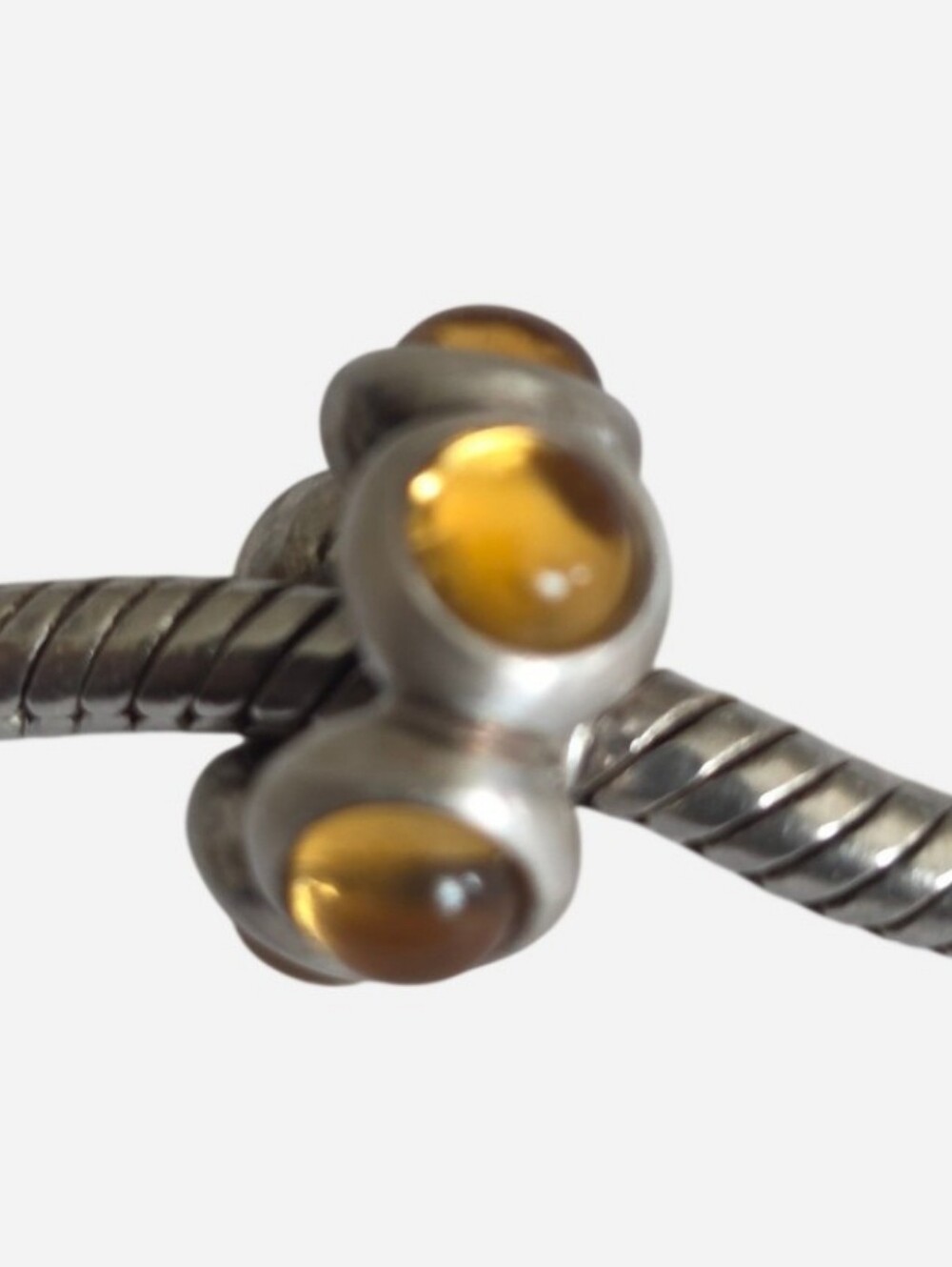 Pandora Sterling Silver Yellow Citrine Cabochon Spacer Retired